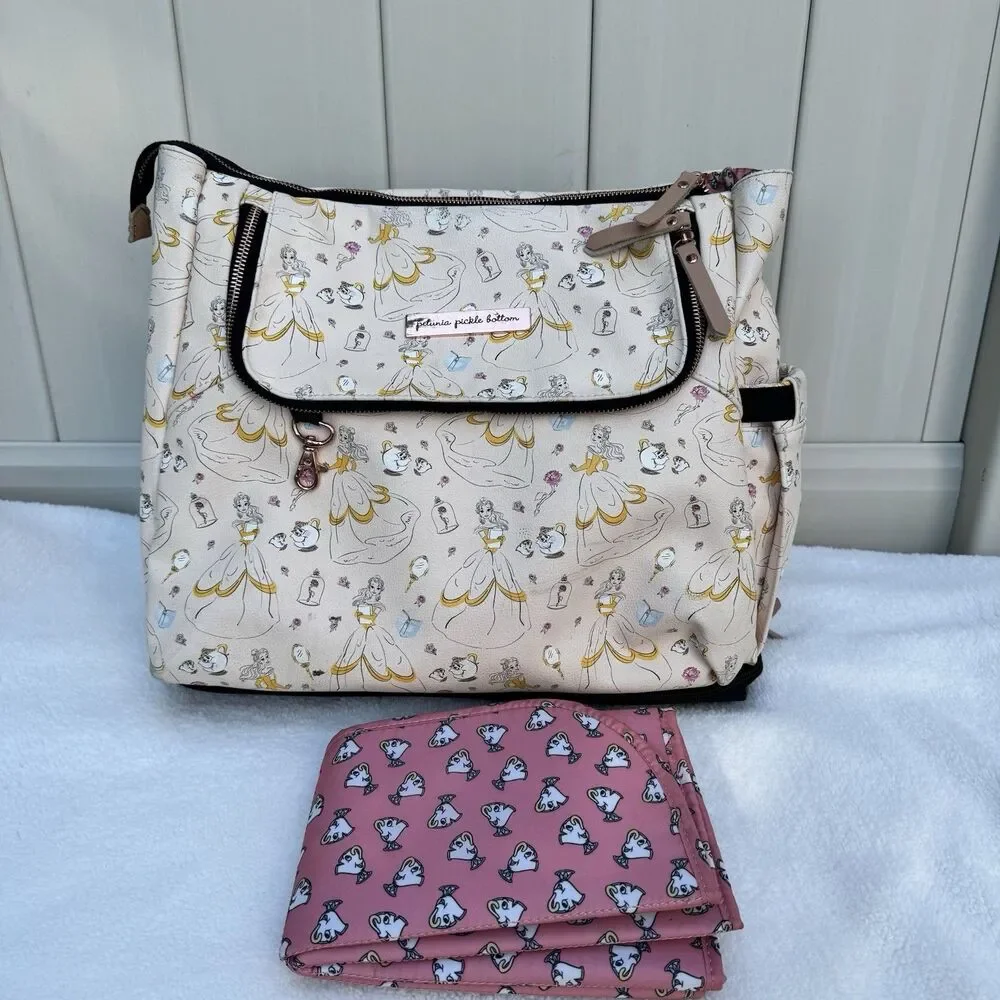 Petunia Pickle Bottom Disney Beauty and the Beast Boxy Backpack Diaper Bag w/pad